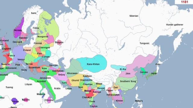 карта Евразии с 1 года н.э смотреть онлайн