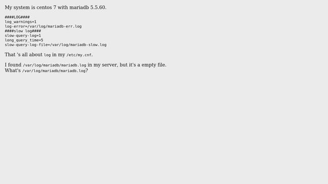 DevOps & SysAdmins: What's `/var/log/mariadb/mariadb.log` in centos 7? смотреть онлайн
