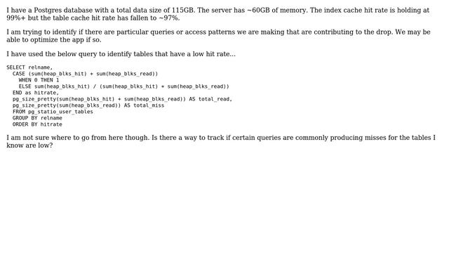 Databases: How can I identify queries that are producing cache misses in Postgres? смотреть онлайн
