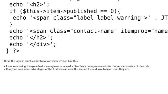 Code Review: Displaying contacts in PHP, with options to omit some information смотреть онлайн