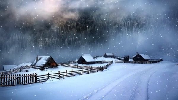 Зима Как в Детстве. Красивый Снегопад в Деревне. Звуки Зимы. Зимняя Атмосфера Для Отдыха