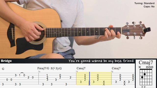 Best Friend - Rex Orange County | Fingerstyle Guitar | TAB + Chords + Lyrics смотреть онлайн