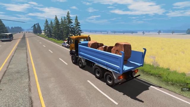 КОГДА ПОДРЕЗАЛ ДАЛЬНОБОЙЩИКА! МНОГОТОННЫЕ КАМНИ ПРОТИВ МАШИН | BeamNG.drive смотреть онлайн