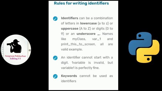 Identifiers in Python Programming Laungage | How Declare with example смотреть онлайн
