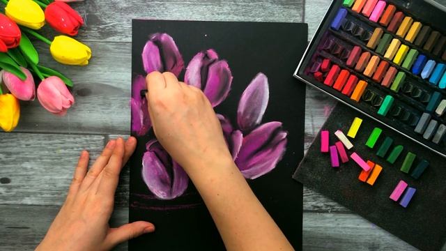 КАК НАРИСОВАТЬ ТЮЛЬПАНЫ • Пастель для начинающих смотреть онлайн