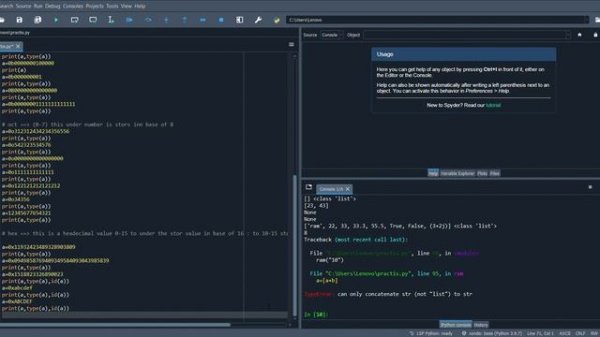 idle Spyder Python 3 all data type