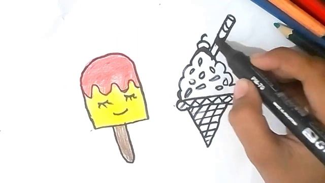 Easy Ice Cream Drawing Tutorial - Step by Step @THREE LITTLE ARTISTS смотреть онлайн