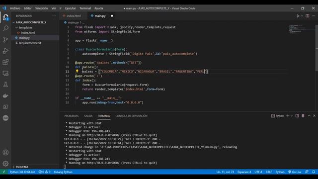 Python | Flask | JQuery con Ajax autocomplete смотреть онлайн