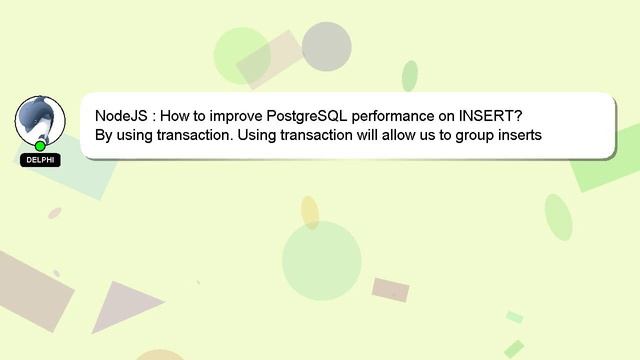 NodeJS : How to improve PostgreSQL performance on INSERT? смотреть онлайн