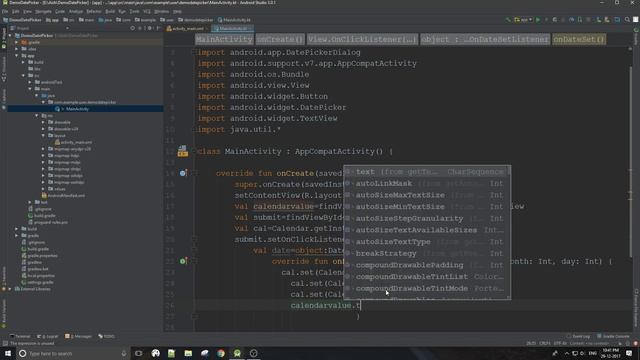 DatePicker using Kotlin смотреть онлайн
