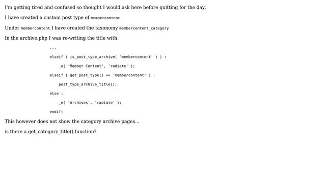 Wordpress: How to get post type archive category title? смотреть онлайн