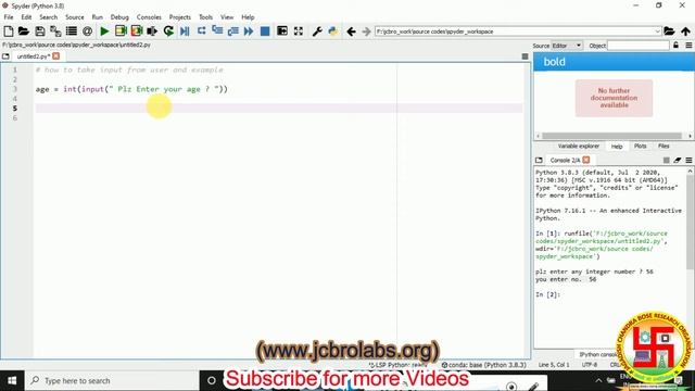 L03 How to take input from user in python using spyder IDE ( in Hindi ) смотреть онлайн