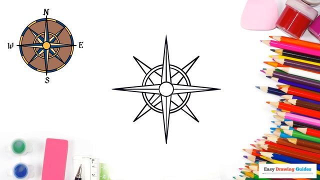 How to Draw a Compass Rose in a Few Easy Steps: Drawing Tutorial for Beginner Artists смотреть онлайн