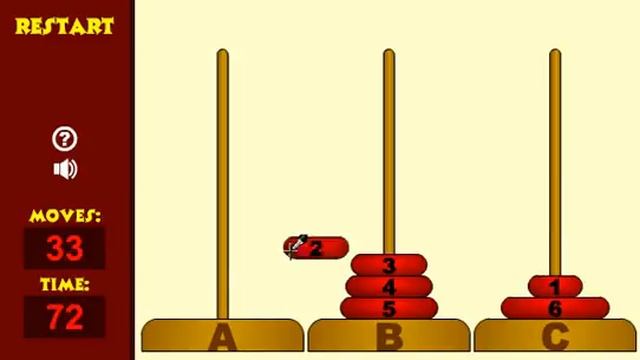 Tower of Hanoi 6 disks смотреть онлайн