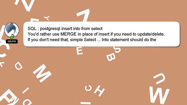 SQL : postgresql insert into from select смотреть онлайн