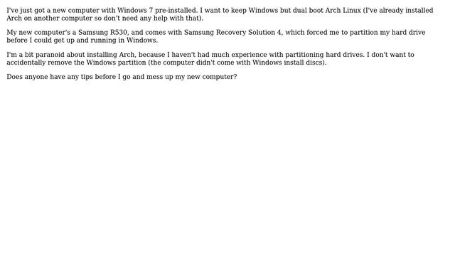 Installing Arch Linux and Windows 7: need partitioning help смотреть онлайн