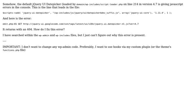 Wordpress: jQuery UI Datepicker error смотреть онлайн