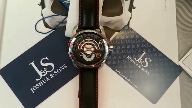 Часы Joshua & sons мужские необычный чёрно-оранжевый циферблат и кожаный ремешок. Цена 132$ смотреть онлайн