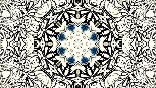Kaleidoscope Visual Art, Video Black And White Vintage Flowers Art Illustration Kaleidoscope Visual