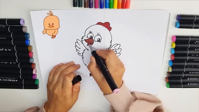 How to draw a chicken / Как нарисовать цыпленка / Тауықтың суретін қалай салуға болады смотреть онлайн