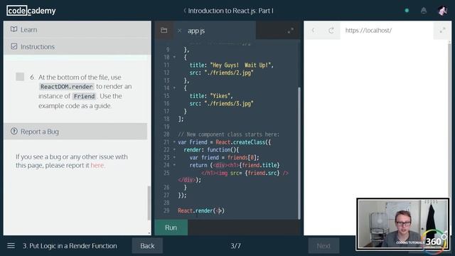 Components and Advanced JSX: ReactJS CodeCademy смотреть онлайн