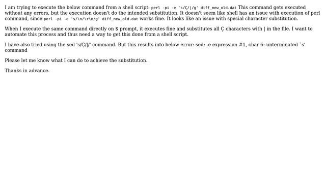 Executing Perl command from shell script not resulting into anything смотреть онлайн