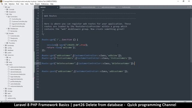 #26 Laravel 8 PHP Framework Basics | Delete from database | Quick programming tutorial смотреть онлайн