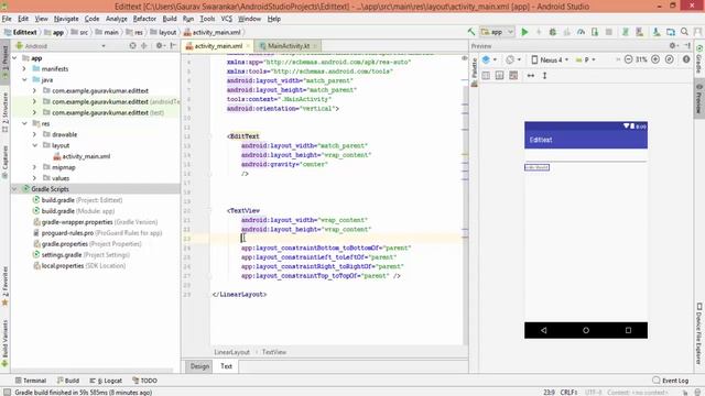 Edit text Android Kotlin Tutorials | Part -1 смотреть онлайн