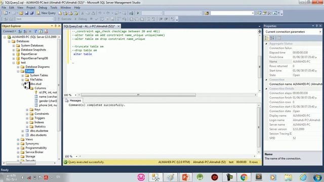 sql server 2014 lesson 10(alter column datatype and constraint) الدرس 10تعديل نوع بيانات смотреть онлайн