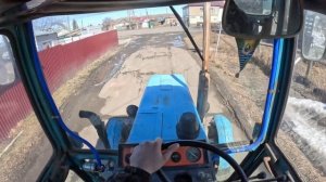 Еду на тракторе МТЗ-80Л. Перевозим кирпич на прицепе 2ПТС-4. СССР. Трактор. МТЗ. Белорус