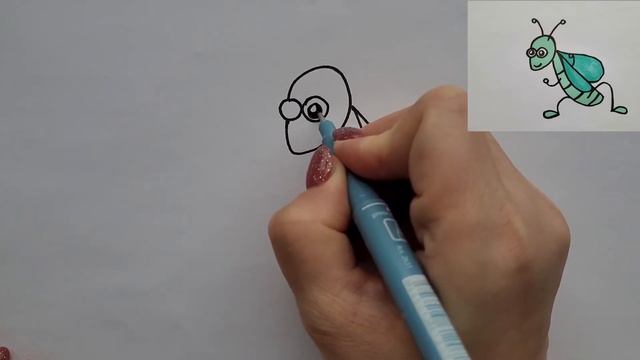 Как нарисовать кузнечика ребенку | How to draw a grasshopper for a child смотреть онлайн