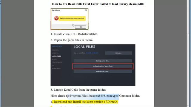 Fix Dead Cells Fatal Error Failed to load library steam.hdll смотреть онлайн