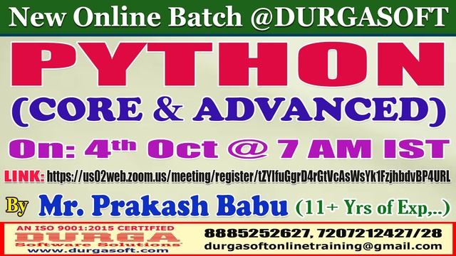 PYTHON (CORE & ADVANCED) Online Training @ DURGASOFT смотреть онлайн