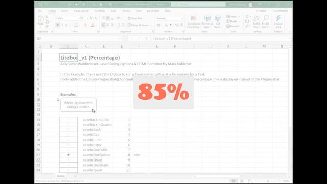 Percentage Dynamic WebBrowser-based Easing Lightbox for Excel 2016 (32bit or 64bit, Version 8) смотреть онлайн