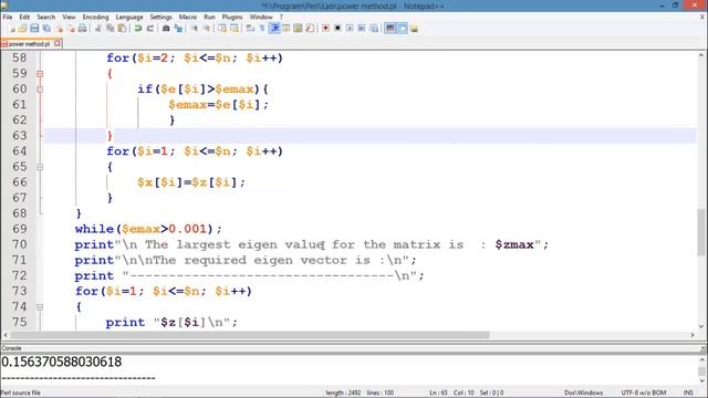 Power method for finding the eigen value and the eigen vector using Perl Language смотреть онлайн