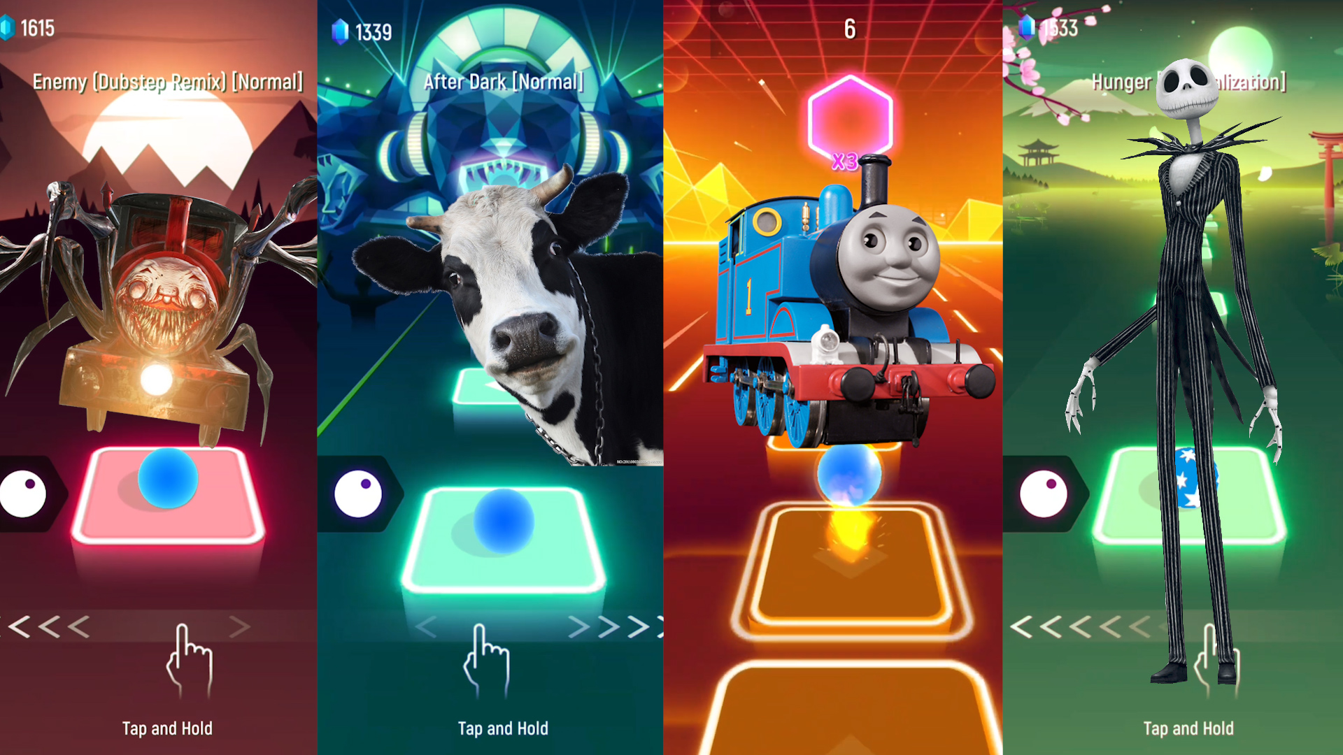 Choo-Choo Charles VS COWS VS Thomas x Friends VS The Nightmare Before Christmas I Tiles Hop смотреть онлайн