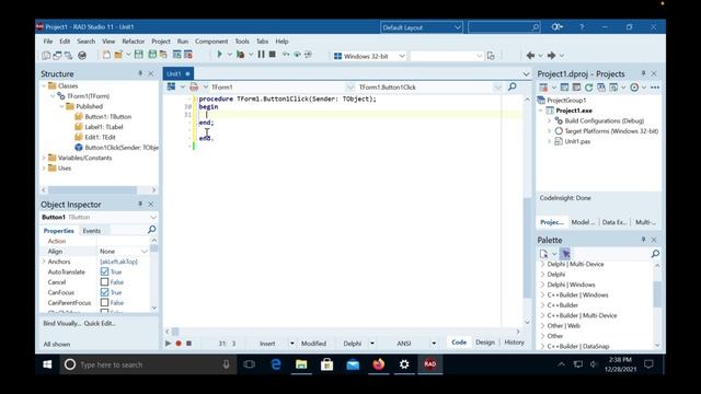 Learning to program Delphi tutorial 1 - 4k - Hello World - Pascal - Rad Studio 11 смотреть онлайн