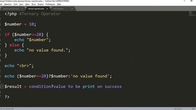 PHP Ternary Operator in Hindi