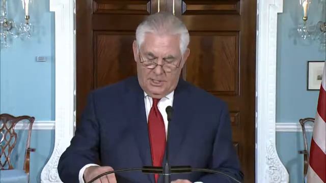 Госсекретарь США Тиллерсон выступил с заявлением для СМИ, 4/10/2017 смотреть онлайн