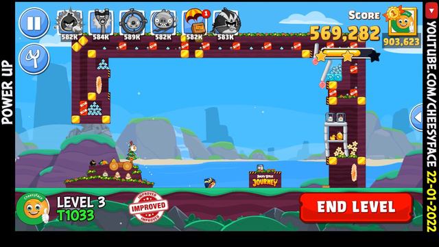 CheesyFace Improved Score Level 3 Power UP Angry Birds Friends Tournament 1033 Walkthrough 22 01 22 смотреть онлайн