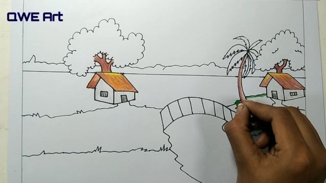 Natural Scenery Drawing | Landscape Drawing Class- 3 смотреть онлайн