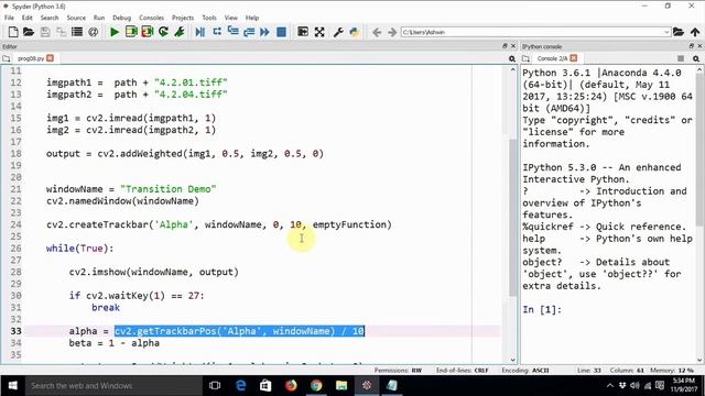 Computer Vision with Python and OpenCV - Trackbar Image Blending App смотреть онлайн