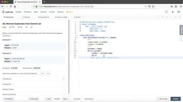 LeetCode in Python 83. Remove Duplicates from Sorted List - Michelle小梦想家 смотреть онлайн