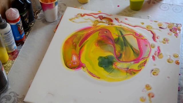 Акриловая заливка в китайском стиле. FluidArt