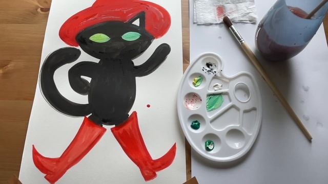 Кот в сапогах. Рисуем красками смотреть онлайн