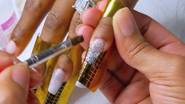 (1ST-ATTEMPT) COFFIN NAILS on my Sister | Sculpted PINK & SILVER Glittered Acrylic Nails смотреть онлайн