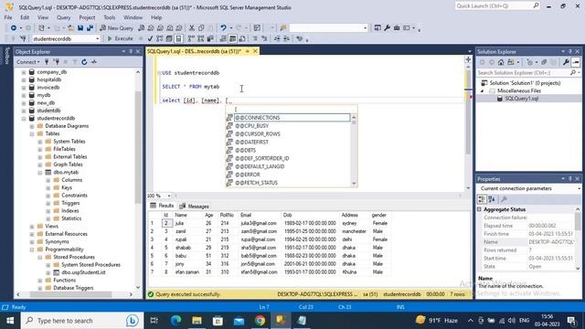 how to show selected rows and column from table using sql server management studio смотреть онлайн