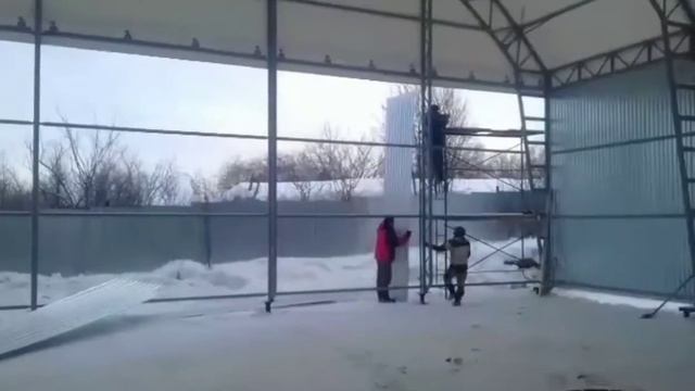 Монтаж быстровозводимого каркасно-тентового Ангара смотреть онлайн