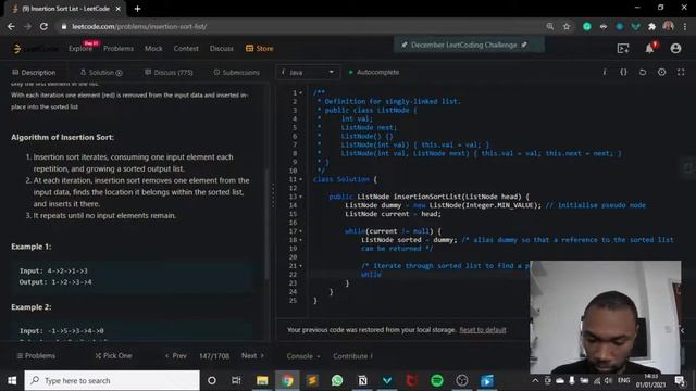 Leetcode 147 | Insertion Sort Linked List | Java смотреть онлайн