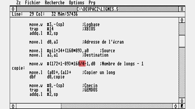 Manipuler des lignes horizontales en assembleur sur Atari ST смотреть онлайн